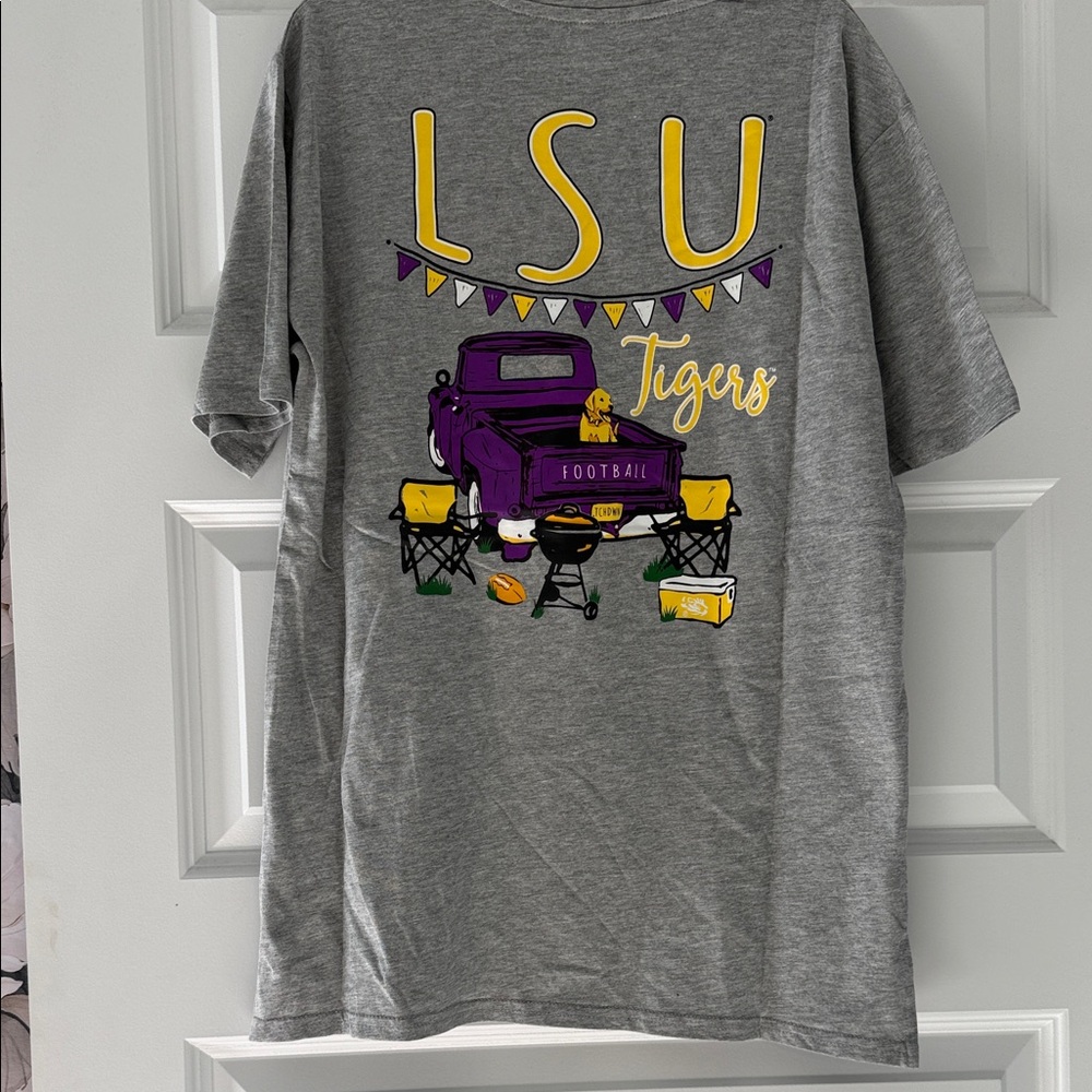 Comfort Colors Gray LSU Football Graphic Tee